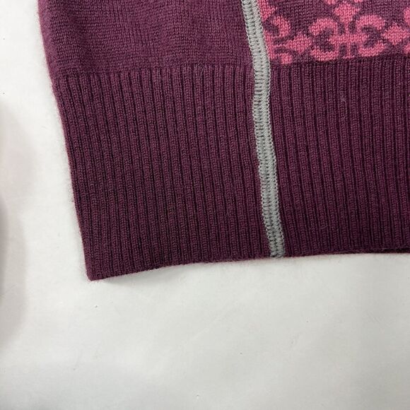 Cabela's Maroon Merino Wool Blend Nordic Zip Up Cardigan Size L - Picture 5 of 11